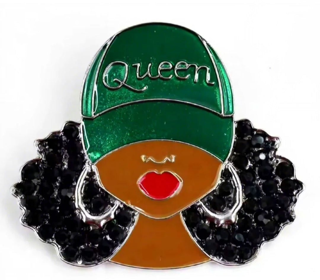 Queen with Baseball Cap Brooch